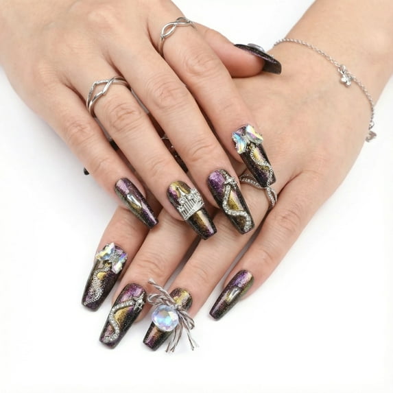 JC Press On Nails Kit, Short Length Nail, Durable, Easy Application, Stylish Impress Red, 10 Pieces