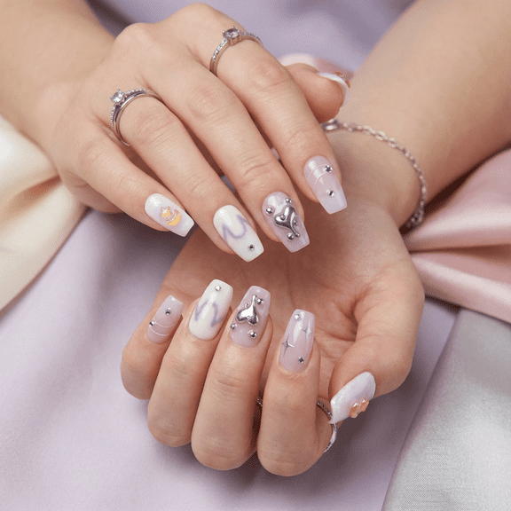 JC Press On Nails Kit, Stylish Short Length Coffin Handmade Nail Press Ons with Daily Wear & Special Occasions, Red, 74 Pieces