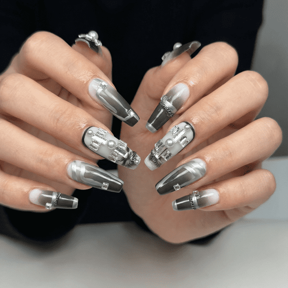 JC Regular Size Coffin Artificial Nails, 10 Pieces