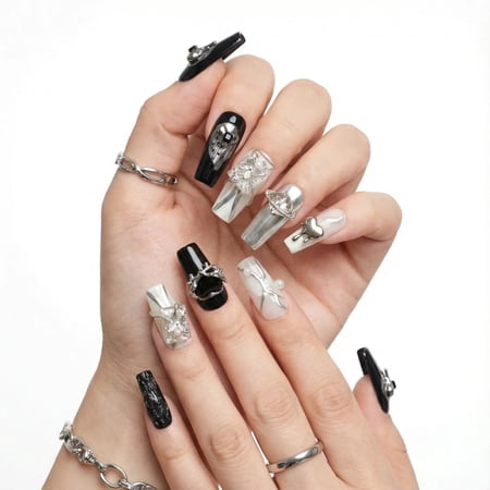 JC Regular Size Coffin Artificial Nails, 10 Pieces