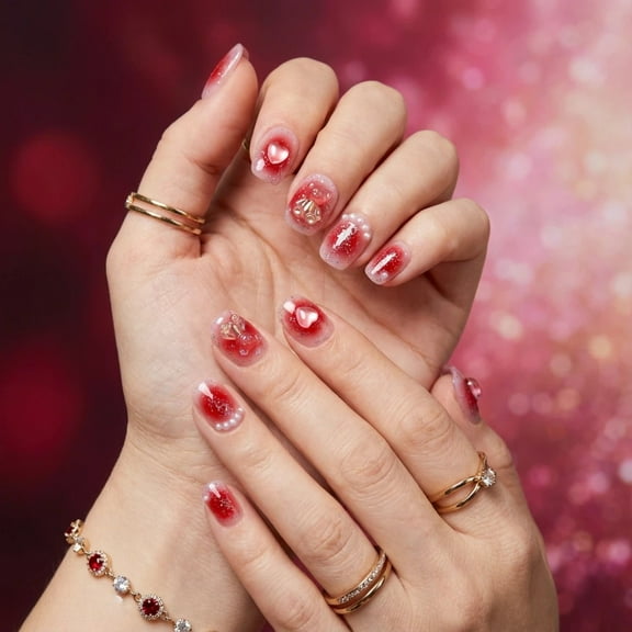 JC Regular Size Coffin Plastic Artificial Nail Press-On Nails, 10 Pieces, Pink