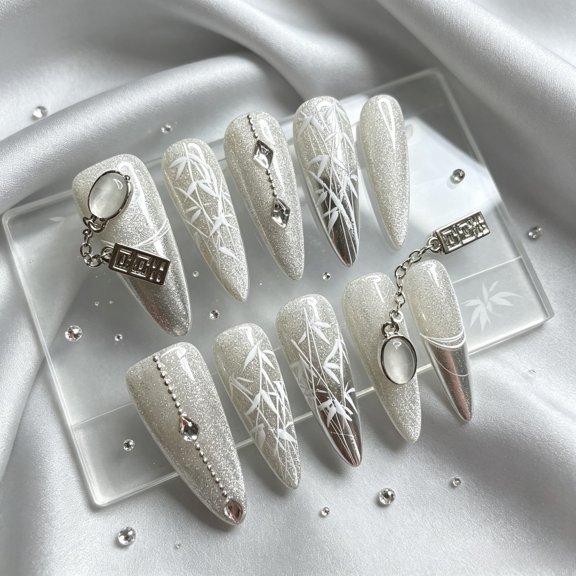 JC Easy to Apply Regular Coffin Acrylic Artificial Nail, Gray Short Length Coffin, 10 Pieces