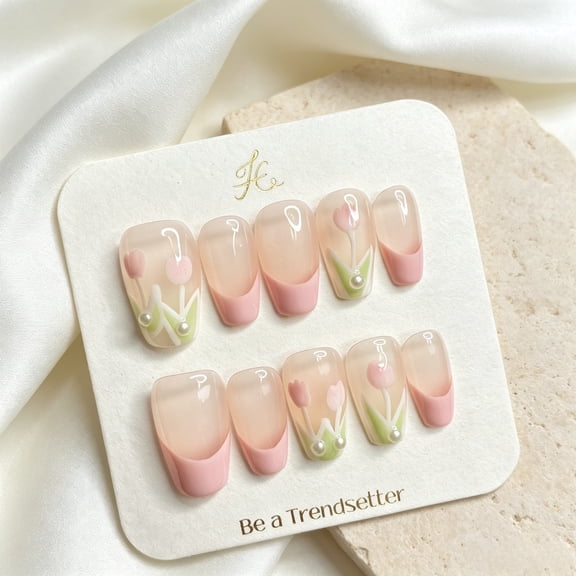 JC Short Length Nail Press Ons, Handmade, Durable & Stylish, Red