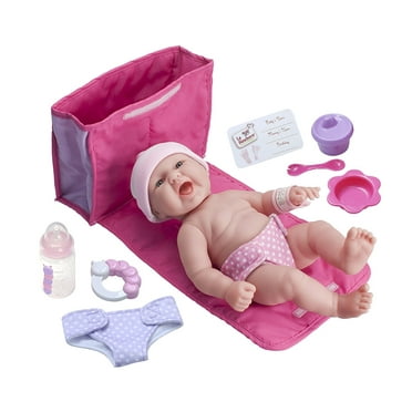 JC Toys 13" All-Vinyl La Newborn Realistic Baby Doll, Diaper Changing Bag Gift Set - Perfect for Children 2+