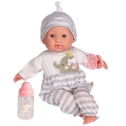 JC Toys Nonis Boutique 15 Realistic Grey Soft Body Baby Doll with Open/Close Eyes | Bottle & Pacifier | Ages 2+