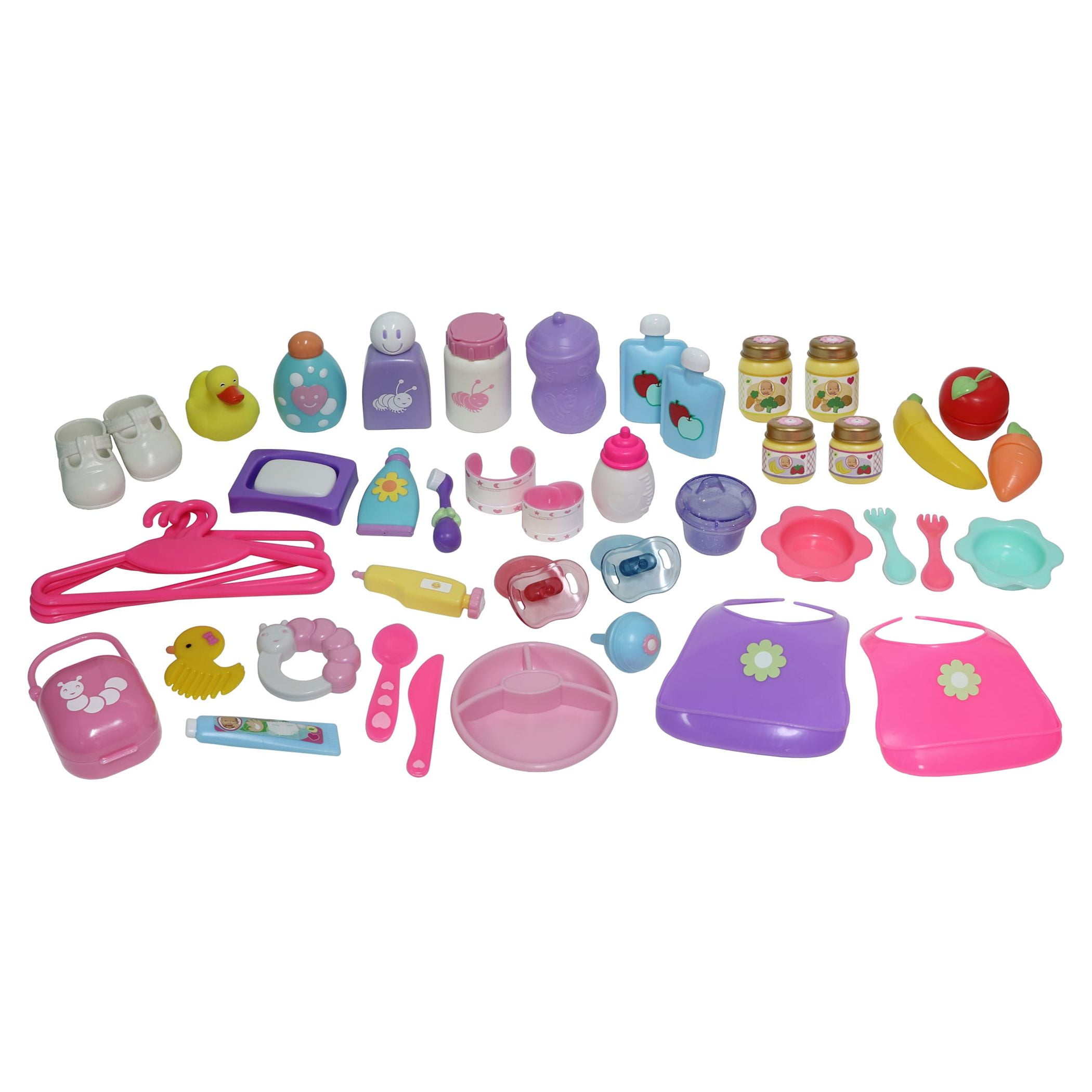 45-Piece Multicolor Plastic Baby Doll Essentials Accessory Bag