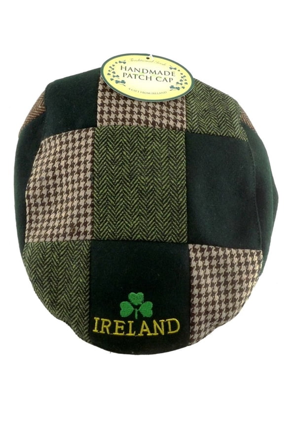 JC Walsh & Sons Ireland Green Patch Cap Gold Ireland One Size Flat Cap Classic Mens Hats St Patrick's Day Accessories for Men