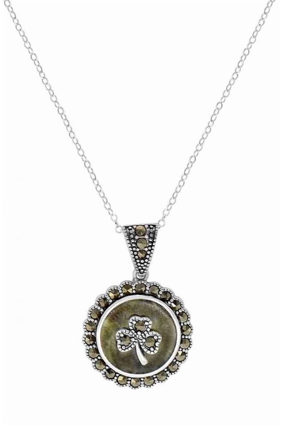 JC Walsh & Sons Irish Jewelry Shamrock Vintage Marble Pendant, St Patrick's Day Accessories for Women