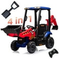 thumbnail image 1 of JCB Excavator Ride on & Bulldozer, 12V Battery Powered Construction Vehicles for Kids with Remote Control and Front Loader, Music Player, Backhoe Loader Ride-On Large Digger Blue, 1 of 6