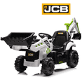 thumbnail image 1 of JCB 24V Ride On Excavator, 2 IN 1 Kids Electric Construction Ride on with Remote Control, Front Loader Bulldozer, Digger, Music, Ride on Toys for 3-6 Boys Girls, White & Green, 1 of 6