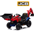 thumbnail image 1 of JCB 24V Ride On Excavator, 2 IN 1 Kids Electric Construction Ride on with Remote Control, Front Loader Bulldozer, Digger, Music, Ride on Toys for 3-6 Boys Girls, Red & Blue, 1 of 6