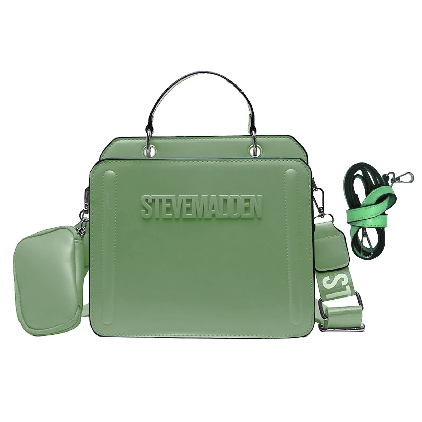 Steve Madden MEZZA Quilted Messenger Bag – Crossbody With Removable Pouch, Multiple Pockets, Perfect For Everyday & Travel