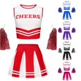 thumbnail image 1 of JCCXIN Baby Girls Outfit Sets Cheerleading Uniform With Handflowers Set Summer Tank Top And Pleated Skirt Letter Graphic Crew Neck Sports Meet Lovely Cheer Team Clothes,Red,9-10 Years, 1 of 7