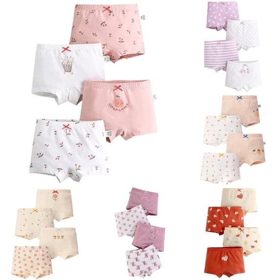 JCCXIN Baby Girls Underwear 4 Pack Cotton Junior Panties Soft Breathable Elastic Waist Cartoon Graphic Comfort School Home Everyday Wear Breathable Underpants,Light Pink,13-14 Years