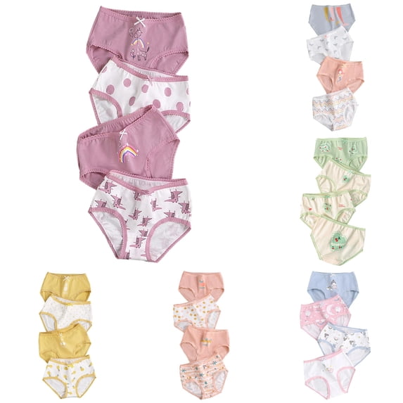 JCCXIN Baby Girls Underwear 4 Pack Cotton Junior Panties Soft Breathable Elastic Waist Cartoon Graphic Comfort School Home Everyday Wear Breathable Underpants,Purple,4-5 Years