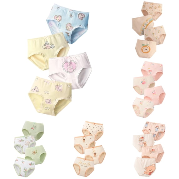 JCCXIN Baby Girls Underwear 4 Pack Cotton Junior Panties Soft Breathable Elastic Waist Cartoon Graphic Comfort School Home Everyday Wear Cute Underpants,Light Blue,5-6 Years
