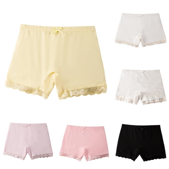 JCCXIN Baby Girls Underwear Junior Under Dress Shorts Breathable Elastic Waist Lace Solid Color Comfort School Home Everyday Wear Cute Underpants,Yellow,13-14 Years