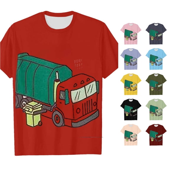 JCCXIN Baby Tee Shirts For Boys Crew Neck Car Graphics Outdoor Active Tops Stretch Short Sleeve School Summer Cozy Casual Everyday Clothes,Red,4-5 Years