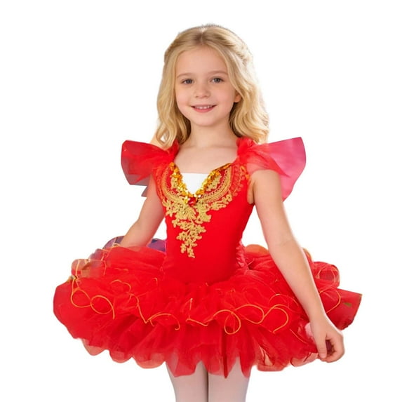 JCCXIN Ballet Dress For Girls Playful Dance With Soft Net Overskirt For Performances And Holiday Party Casual Toddler Girl Clothes 11-12 Years