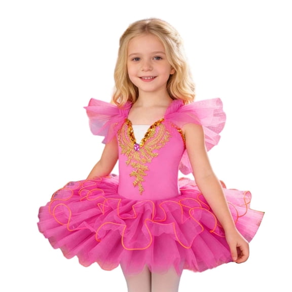 JCCXIN Ballet Dress For Girls Playful Dance With Soft Net Overskirt For Performances And Holiday Party Casual Toddler Girl Clothes 4-5 Years