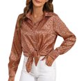 thumbnail image 1 of JCCXIN Blouses For Women Ladies Fashion Casual Leopard Print Color Ding Shirt Ladies Satin Imitation Silk Drape Long Sleeve Shirt Summer Outfits, 1 of 3