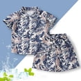 thumbnail image 1 of JCCXIN Boys Hawaii Outfit Sets 2Pcs Set Summer Flower Printed Beach Button Down Short Sleeve Lapel Shirt Tops + Shorts Kids Boho Clothes Sets, 1 of 3