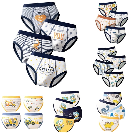 JCCXIN Child Boys Underwear Cotton 4 Pack Soft Briefs Elastic Waist Cartoon Graphic Stretch Breathable Underpants Comfort Daily Wear,Navy,6-7 Years