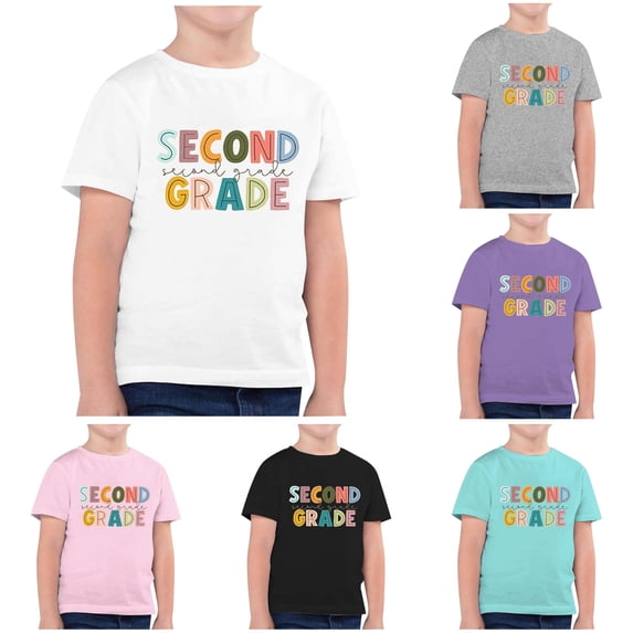 JCCXIN Child Toddler Boys Girls First Day Of School T-Shirts 2nd Grade Back To School Clothes Letter Graphic Tops Crew Neck Short Sleeve Cute Party Casual Everyday Wear,White,12-13 Years