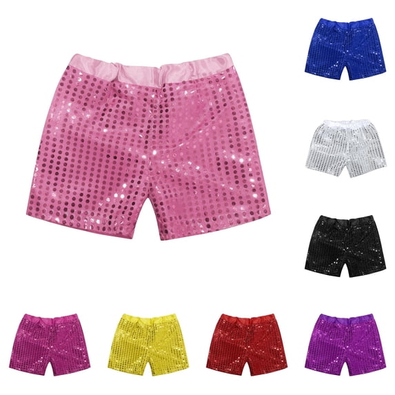 JCCXIN Child Toddler Boys Girls Shorts Sequins Sparkly Stage Performance Solid Color Elastic Waist Lightweight Summer Cute Beach Bottoms,White,2-3 Years