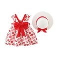 thumbnail image 1 of JCCXIN Child Toddler Girls Dress Strapless Ball Gown Bow Sleeveless Strap Casual Preschool Party Style Flower Hat Set Adorable Beach Dresses,Red,12-18 Months, 1 of 6