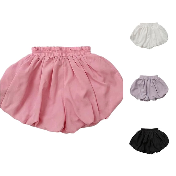 JCCXIN Child Toddler Girls Puff Shorts Elastic Waist Solid Color Outdoor Daily Playwear Summer Casual Sweet Holiday Bottoms,Grey,5-6 Years