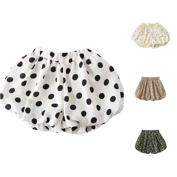 JCCXIN Child Toddler Girls Puff Shorts Polka Dot Floral Print Elastic Waist Outdoor Daily Playwear Summer Casual Comfort Beach Bottoms,Blue,3-4 Years