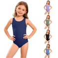 thumbnail image 1 of JCCXIN Child Toddler Girls Swimsuit One-Piece Tankini Solid Color Swim Wear Wide Strap Crew Neck Surfing Summer Water Play Soft Beach Swimwear,Dark Blue,7-8 Years, 1 of 7