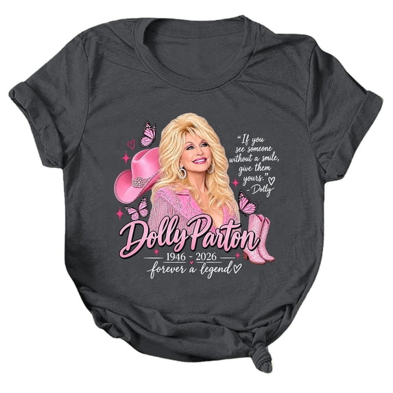 JCCXIN Dolly Graphic Tees For Women, Country Music Vintage Tee, Parton Portrait T-Shirt