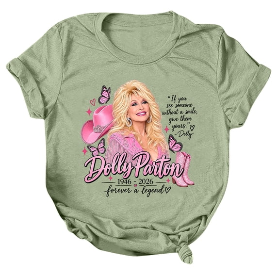 JCCXIN Dolly Graphic Tees For Women, Country Music Vintage Tee, Parton Portrait T-Shirt