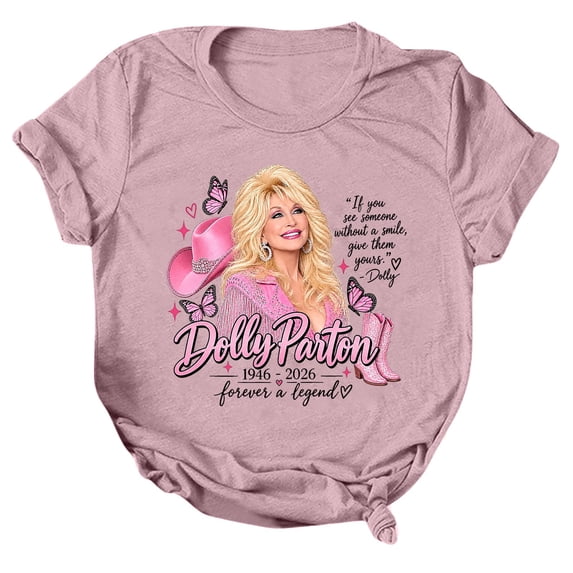 JCCXIN Dolly Graphic Tees For Women, Country Music Vintage Tee, Parton Portrait T-Shirt