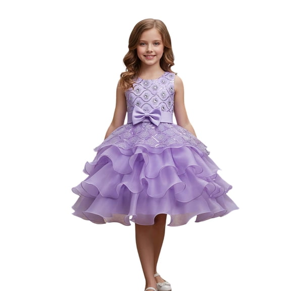 JCCXIN Girl Dress Sparkling Party Dress For Girls Glimmering Sequin Party Gown With Skirt For Stage Performances Wedding Party Lovely 8-9 Years