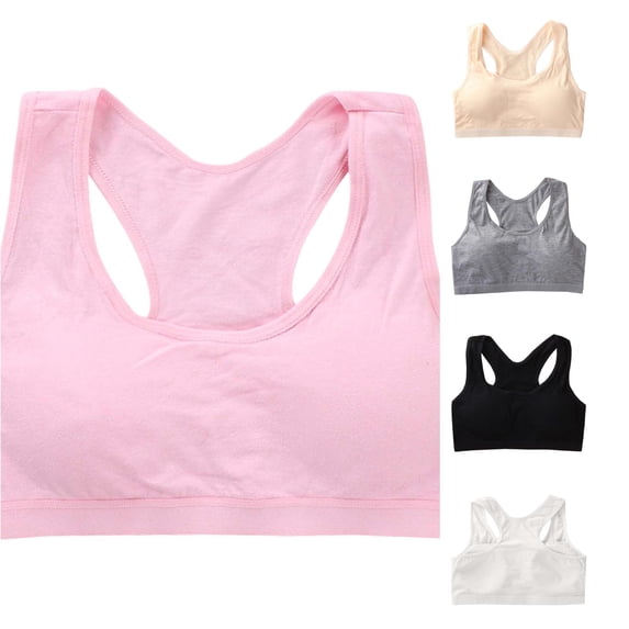 JCCXIN Girls Training Bras Padded Wireless Junior Sports Bras Soft Seamless Cami Elastic Wide Strap School Everyday Comfort Cozy Bralette,Pink,13-18 Years