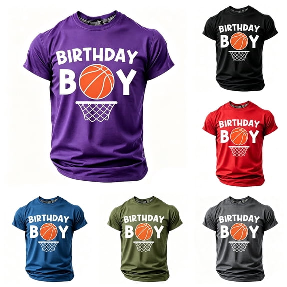 JCCXIN Kids Birthday Tshirts For Boys Basketball Graphic Crew Neck Outdoor Active Tops Stretch Short Sleeve Summer School Cozy Casual Everyday Clothes,Purple,6-7 Years