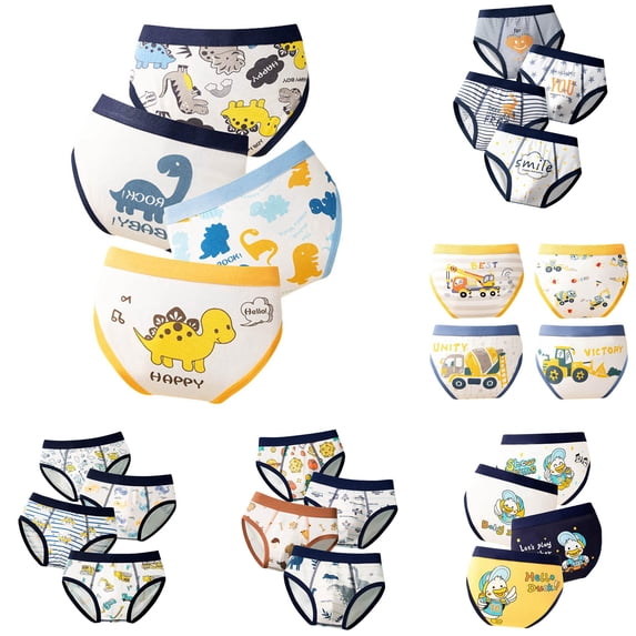 JCCXIN Kids Boys Underwear Cotton 4 Pack Soft Briefs Elastic Waist Cartoon Graphic Stretch Breathable Underpants Comfort Daily Wear,Light Blue,5-6 Years