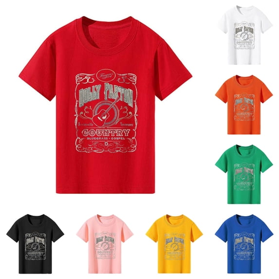 JCCXIN Kids Dolly Tennessee Country Guitar Graphic Tee, Vintage Country Music T-Shirt For Boys Girls 2-10Y