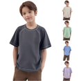 thumbnail image 1 of JCCXIN Little Boys Tees Crew Neck Striped Solid Color Outdoor Active Tops Stretch Short Sleeve School Summer Adorable Casual Daily Clothes,Grey,15-16 Years, 1 of 4