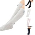 thumbnail image 1 of JCCXIN Little Girls Socks Cotton Mesh Knee High Sweet Bow Socks Breathable Outdoor Soft Indoor Daily Wear,Grey,8-12 Years, 1 of 4