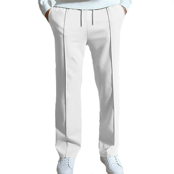 JCCXIN Mens Casual Pants 2025 Male Fashion Casual Solid Color Loose Closed Rope Straight Pants Trousers For Streetwear