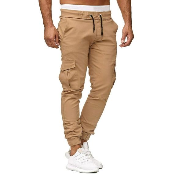 JCCXIN Mens Casual Pants Joggings Men Baggy Solid Color Casual Sweatpants Elastic Sport Pockets Trousers Male Casual Pants Trousers For Streetwear