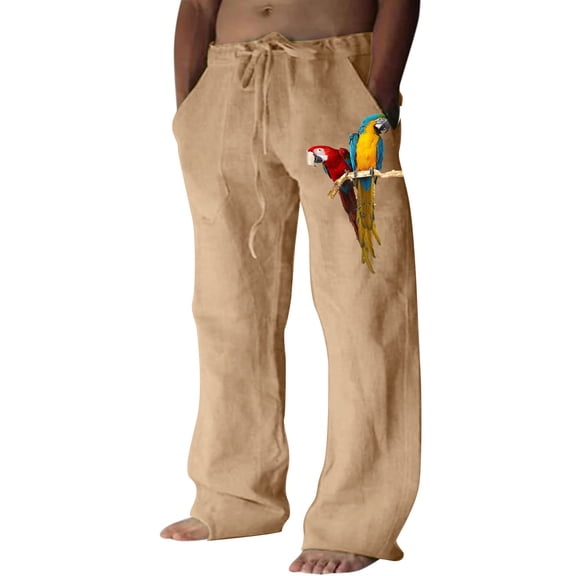 JCCXIN Mens Casual Pants Male Fashion Casual Printed Pocket Lace Up Pants Large Size Pants Summer Lightweight Trousers Comfy Pants For Men