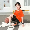 thumbnail image 1 of JCCXIN Summer Outfit Sets Child Quick Drying Sports Set Boys Wicks Sweat O-Neck Short Sleeve T-Shirts O-Neck Tops Shorts Two Piece Basketball Suit With Pocket Trendy Clothes Sets, 1 of 3