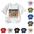 thumbnail image 1 of JCCXIN Teen Boys First Day Of School T-Shirts Kindergarten Dinosaur Cartoon Graphic Tops Stretch Short Sleeve Crew Neck Summer Relaxed Casual Everyday Clothes,White,10-11 Years, 1 of 3