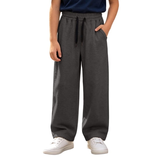 JCCXIN Girls Active Sweatpants Joggers Athletic Cargo Pants Baggy Straight Leg Drawstring Trousers With Pockets Fall Winter Casual Everyday Wear Soft Street Bottoms,Grey,9-10 Years