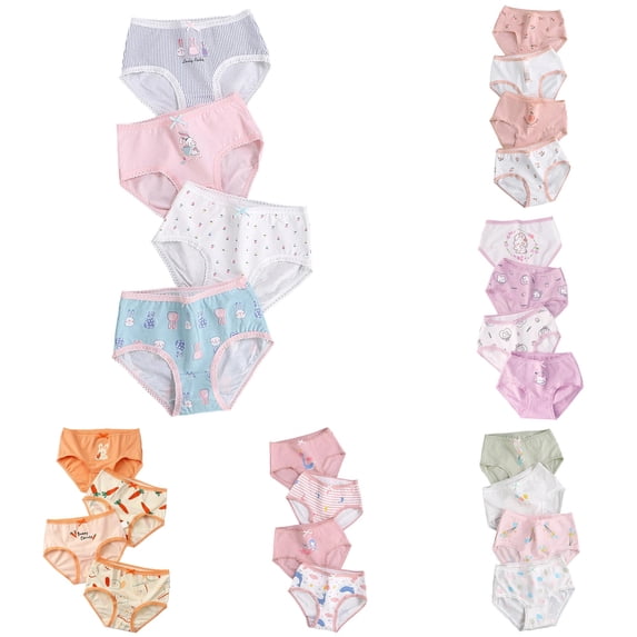 JCCXIN Teen Girls Underwear 4 Pack Cotton Junior Panties Soft Breathable Elastic Waist Cartoon Graphic Comfort School Home Everyday Wear Cute Underpants,Light Purple,9-10 Years